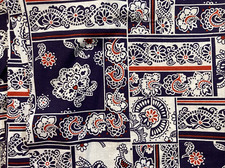Purple Red Bandana Print on White Large Print VTG Cotton Fabric 3Y x 56"W