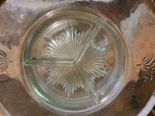 B.W. Buenilum Hammered Aluminum Serving Tray With Three Section Glass Insert 14" - Picture 3 of 8