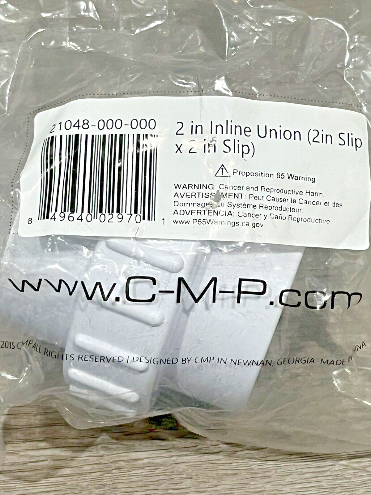 CMP PVC Inline Union White Slip x Slip 2" 21048-000-000 - BUY MORE & SAVE!!!