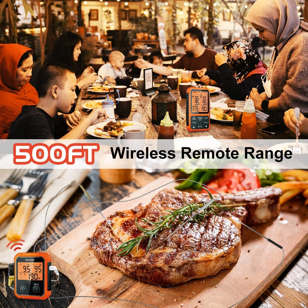 Wireless Meat Thermometer, Digital Meat Thermometer with Temperature Pre-Alar...
