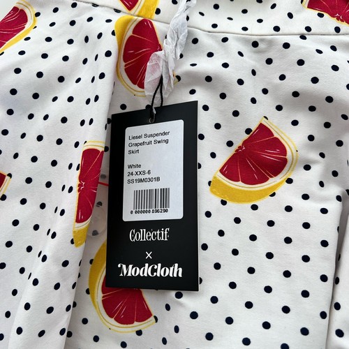 NEW ModCloth Women’s Skirt + Suspenders Sz XXS Side Pockets Polka Dot Grapefruit - Picture 9 of 13