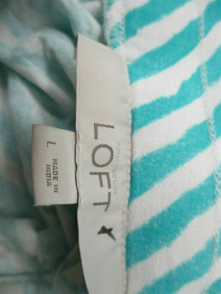 Nueva Falda ANN TAYLOR LOFT Para Mujer Talla L Rayón Suave Turquesa/Blanco Rayas Foto 3 de 4