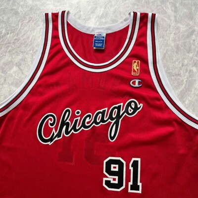 VTG 90s NBA CHICAGO BULLS DENNIS RODMAN GOLD 50th CHAMPION JERSEY