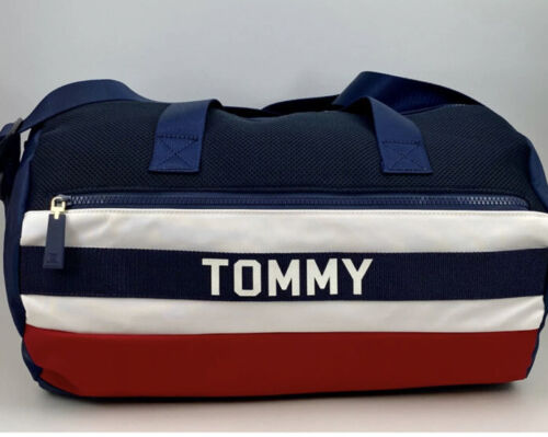 Tommy Hilfiger Duffel Bag Gym Navy Blue, Red, White New Gift 17” long - Afbeelding 1 van 7