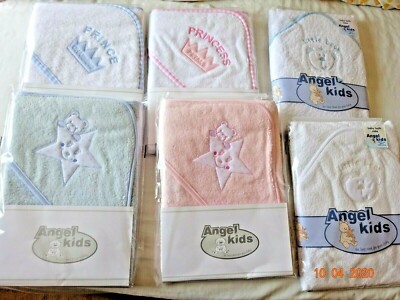 Pink Blue White Baby Bath Towelling Hooded Towel Robe Boy Girl Prince Princess Ebay