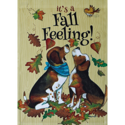 IT'S A FALL FEELING! DOGS 28'' X 40'' PORCH FLAG 10-2676-94 RAIN OR SHINE FALL 