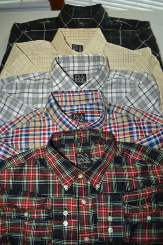 Jos A Bank Men Check Button Down Long Sleeve Dress Shirt Sz L (Lot of 5)