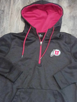 Colosseum Utah Utes NCAA Hoodie Sweatshirt Mens Medium Black Long Sleeve Zipper+