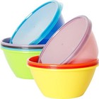Youngever 22 Ounce Plastic Bowls with Lids, Cereal Bowls, Soup Assorted