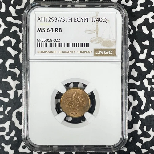 AH 1293 Year 31 (1903-H) Egypt 1/40 Qirsh NGC MS64RB Lot#G9959 Choice UNC!