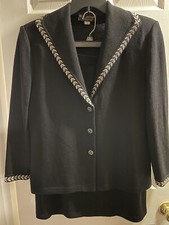ST. JOHN EVENING COLLECTION By MARIE GRAY BLACK KNIT 2 PIECE SKIRT SUIT 12