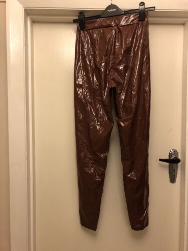 I Saw It First Chocolate Brown Vinyl Legging Trousers 8 BNWT - Picture 2 of 4