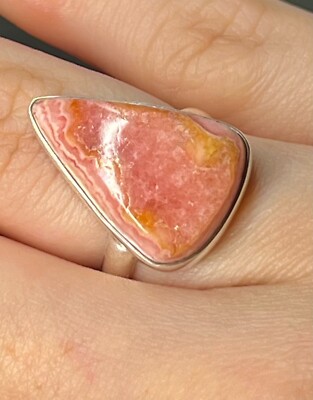 925 Sterling Silver Orange Rhodochrosite Ring Size