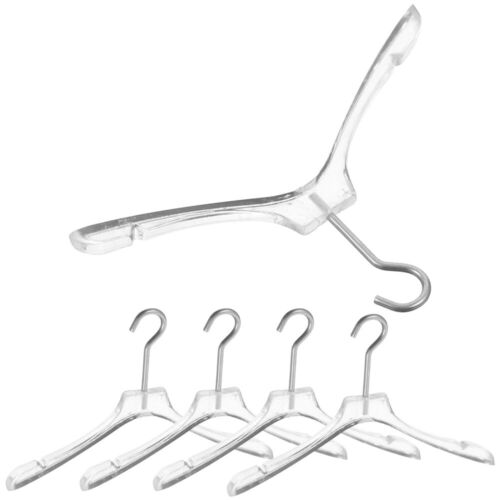 5pcs Metal Plastic Dolls Clothes Hangers Mini Doll Closet Hangers Doll House