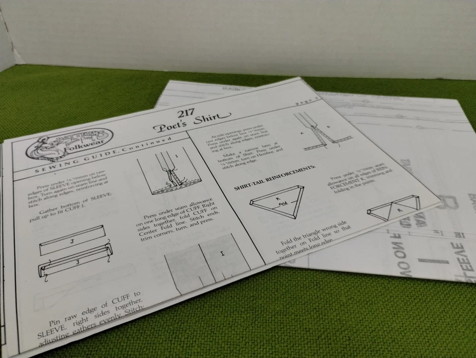 folkwear sewing patterns #217 Poet's Shirt Costume Renaissance Sew Men Women - Image 3 of 3