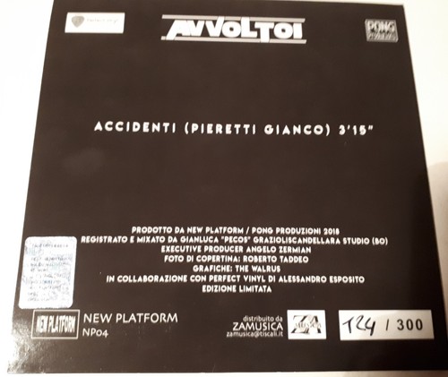 AVVOLTOI - ACCIDENTI - 45 GIRI 7" NUMERATO 300 COPIE SINGLE SIDED CON AUTOGRAFI - Foto 2 di 4