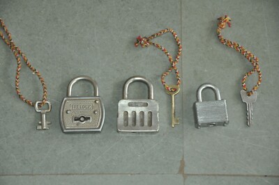 3 Pc Vintage Unique Shape Iron Handcrafted Different German Padlocks