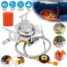 3700W Portable Backpacking Camping Gas Stove with Piezo Ignition + Burner + Case