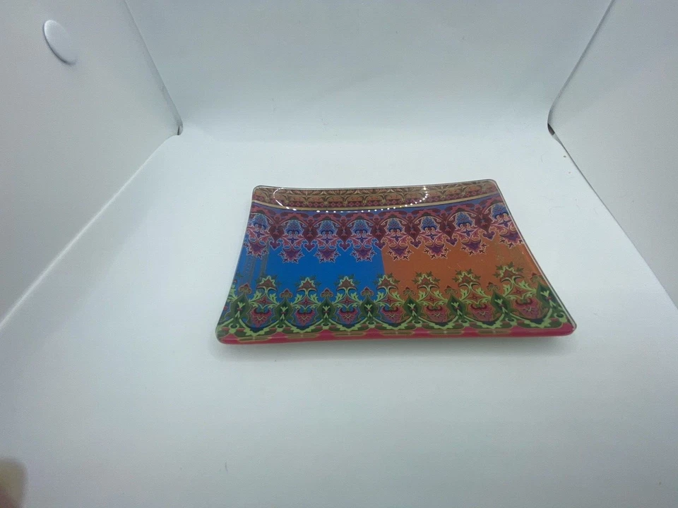 Michel Design Works Glass Painted Vanity Tray Trinket Aztec Southwest 5.5 3.5” - Image 2 of 4