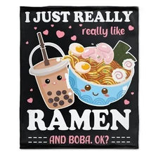 I just Really Ramen ok Blanket Soft Cozy Throw Blankets Flannel Blankets for ...