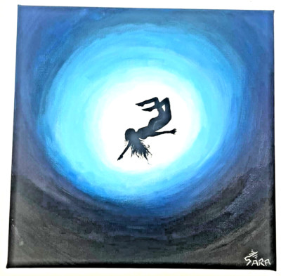 Öl auf Leinwand LOST Original Gemälde Abstrakt Autor Sara UK 40cm x 40cm 16FT
