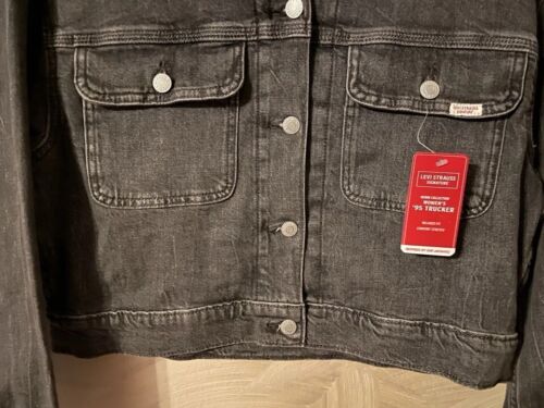 WOMENS LEVI STRAUSS SIGNATURE ’95 TRUCKER RELAXED FIT STRETCH JACKET BLACK SZ LG - Picture 4 of 7