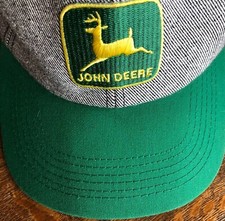 Vintage K-Products John Deere Snapback Hat Made in USA Gray with Green Bill