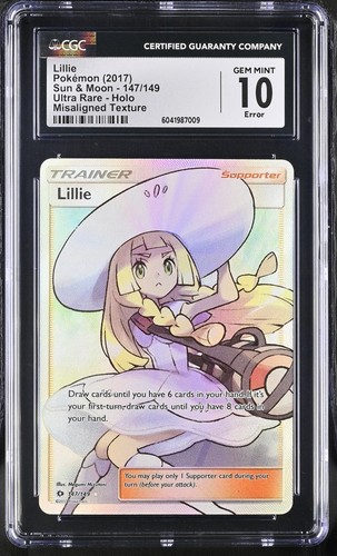CGC 10 GEM MINT - Lillie Full Art ERROR Sun & Moon Base Set - Pokemon TCG 2017 - Picture 4 of 5