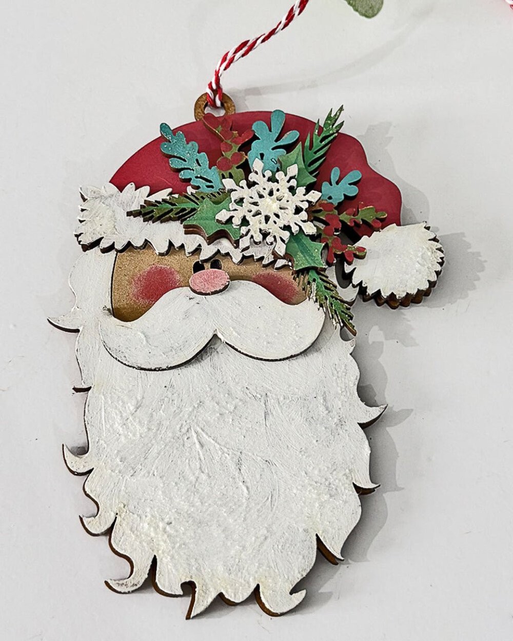 2 x Santa Claus Layered Ornaments MDF Wood Blanks by Polkadoodles