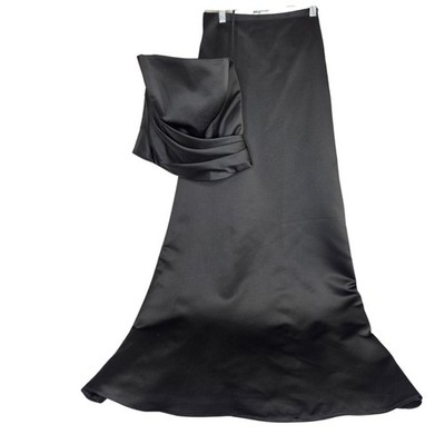 Alexia Designs Set Formal 8 Maxi Skirt Strapless Top Elagant Satin Black AP-1207