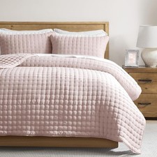 Pink King Size Quilt Bedding Sets with Pillow Shams, Lightweight Soft Bedspre...