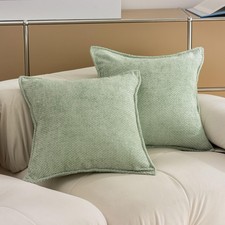 Waffle Pillow Covers 24x24 Set of 2 Super Soft Green Throw Pillow Covers Chen...
