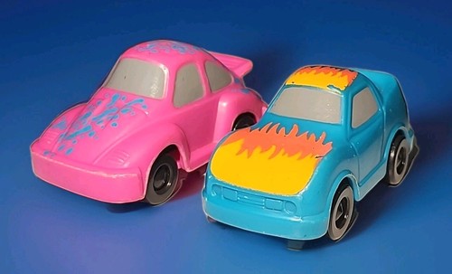 2 Vintage 1995 Carl's Jr Key Racer Blue & Pink Cars No Key
