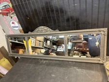 Antique 19th Century Victorian Parlor 3 Panel Etched Mirror 54x15 Free Ship