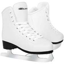 White Classic Ice Figure Skates for Women / Men Indoor Outdoor Lace Up W 5
