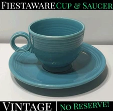 ✨VINTAGE✨ Fiesta TURQUOISE Teacup Saucer Set Fiestaware Tea cup Saucer 1936-1951