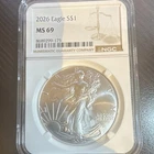 American Eagle 2026 1 oz 999 Silver NGC MS 69 Coin 8689299-175