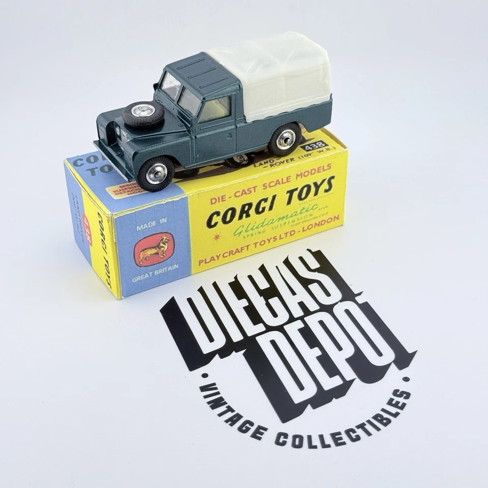 CORGI 438 LAND ROVER 109 código 3 em verde metálico mais escuro + caixa de reprodução - Imagem 3 de 4