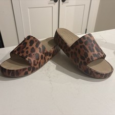 Yellow Box Leopard Print Women's Size 11 Slip On Platform Sandals