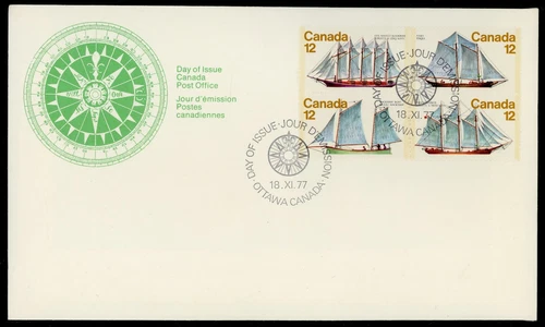 CANADA 1977 FIRST DAY COVER, SAILING VESSELS I! L67