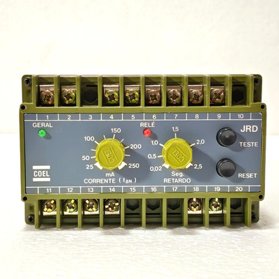 COEL JRD12 EARTH LEAKAGE PROTECTION RELAY 220V 60HZ 25-250MA ADJUSTABLE