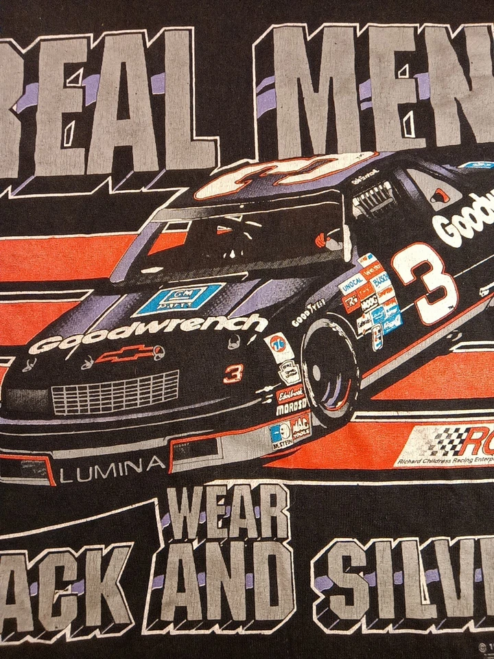 Camiseta de Colección 1990 Earnhardt Real Men Wear Negra y Plateada NASCAR XL Imagen Deportiva Foto 4 de 4