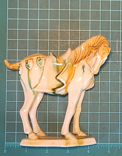 Vtg Chinese Tang Dynasty Sancai Style War Horse Glazed Ceramic Figurine 5.25" -O - Picture 12 of 13