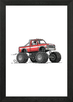 Gerahmtes Wandbild Poster Astronaut fährt Monstertruck Bild