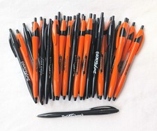 30 Misprint Click Pens JAVALINA Hub Pen Lot Halloween Theme Color ORANGE BLACK