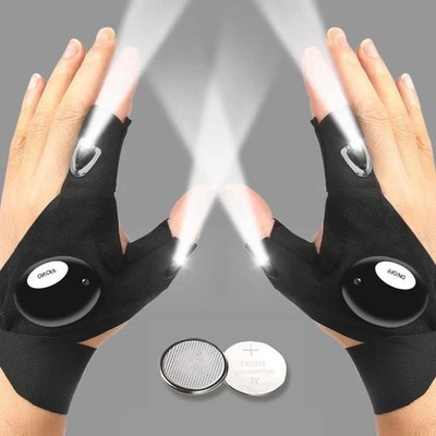 LED Half Finger Gloves Waterproof Outdoor Fishing Cycling Night Light Gloves