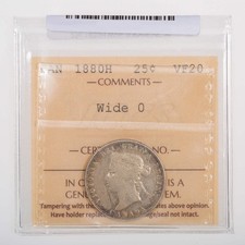 25 Cent 1880H Wide 0 ICCS VF-20