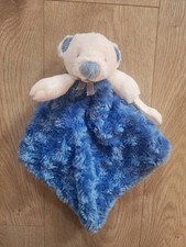 Blankets and  Beyond Baby Bear Blue White Lovey Security pacifier holder Plush