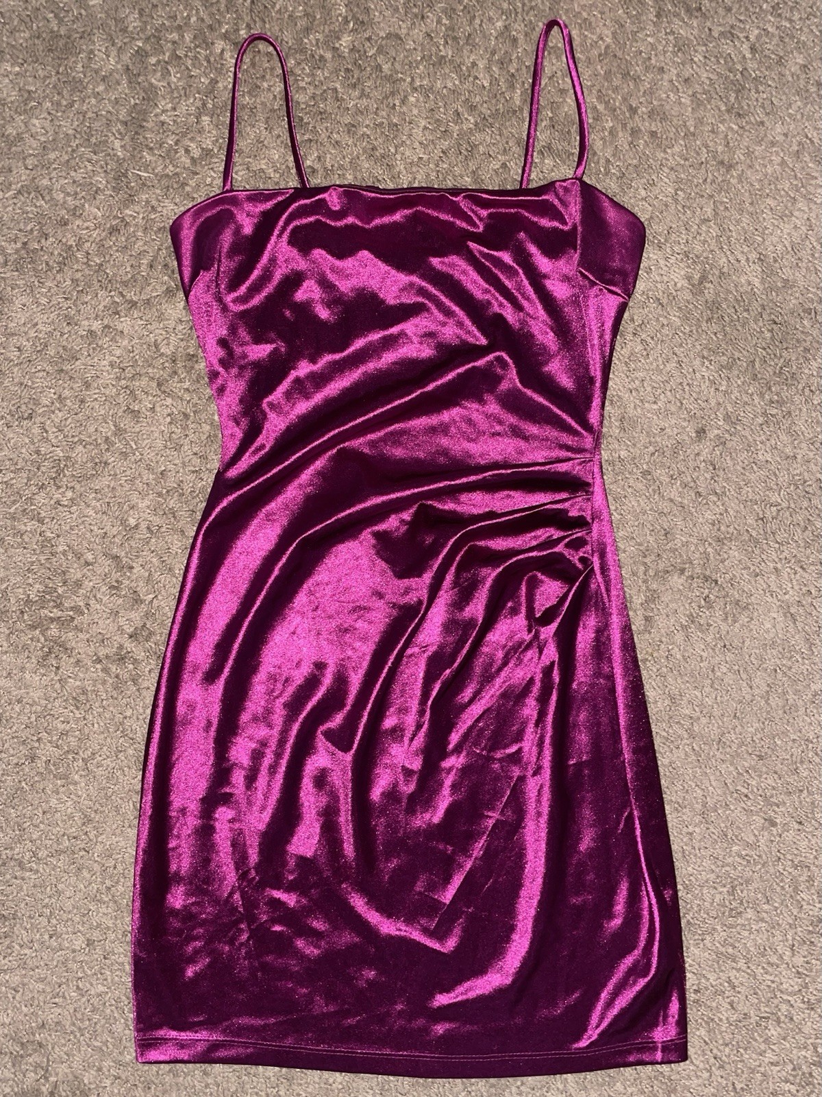 Windsor Women’s High Shine Magenta Satin Mini Bodycon Sultry Party Dress, Size S