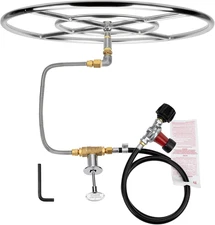 LP Propane Gas Fire Pit Stainless Steel Burner Ring Installation Kit, 24-Inch